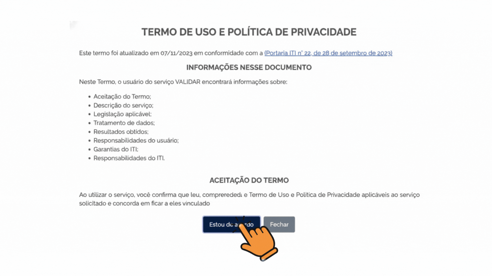 Exemplo de concordância com termos